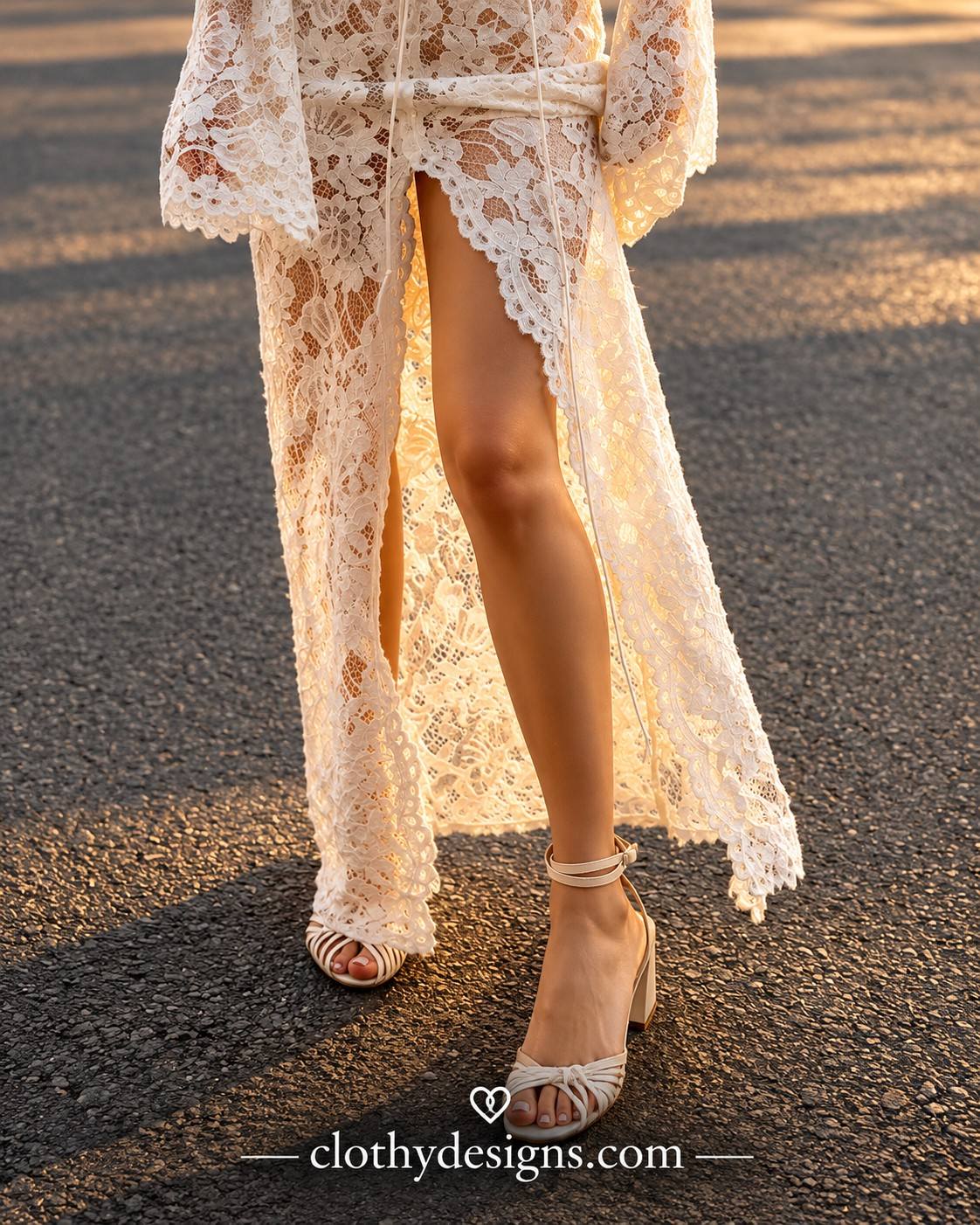 Women’s Sheer Lace Maxi Dress – Hollow-Out Draped Bandage Dress with Lace-Up Detail, Long Sleeves & High Split, Sexy Coquette Evening Wear